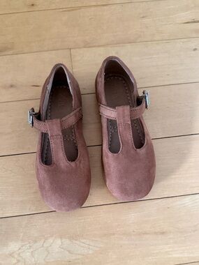 Zara Brown Suede T-Strap Mary Jane Shoes for Kids